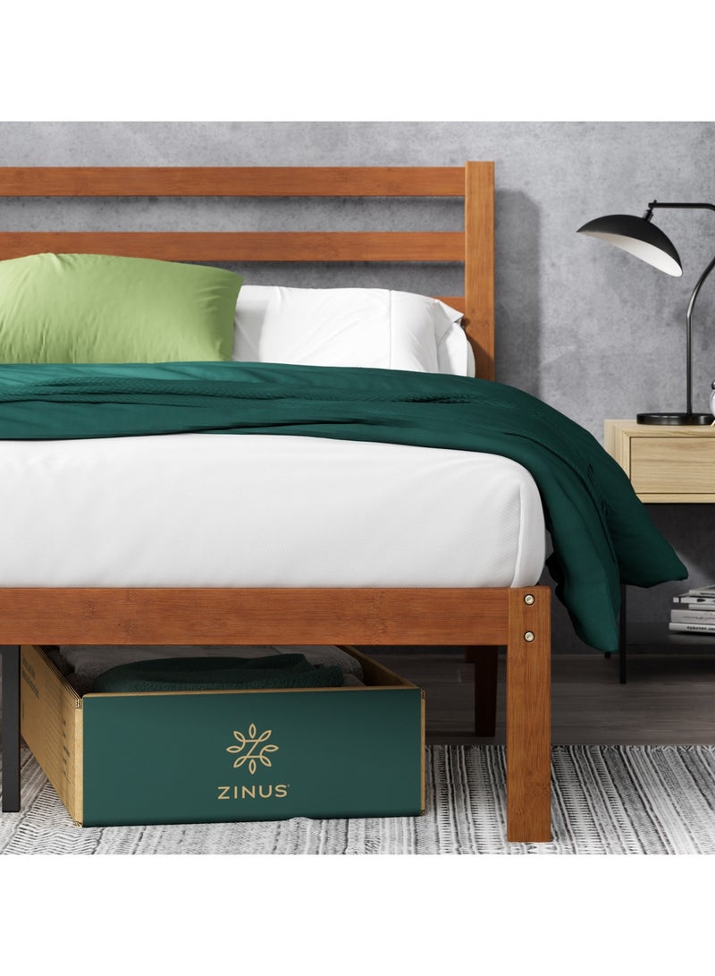 Zinus Leah Bamboo | King Platform Bed Frame | Slatted Headboard | Wooden Slat Support | No Box Spring Required |  Easy Assembly | 200L × 180W CM | - Image 3